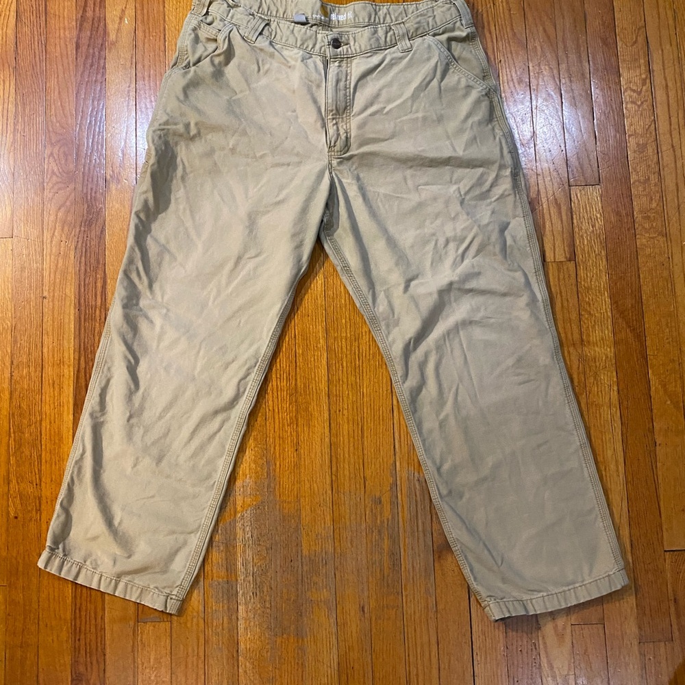 (r7) CARHARTT Relaxed Fit Men’s Size 38X30 Tan Work Pants RN#14806